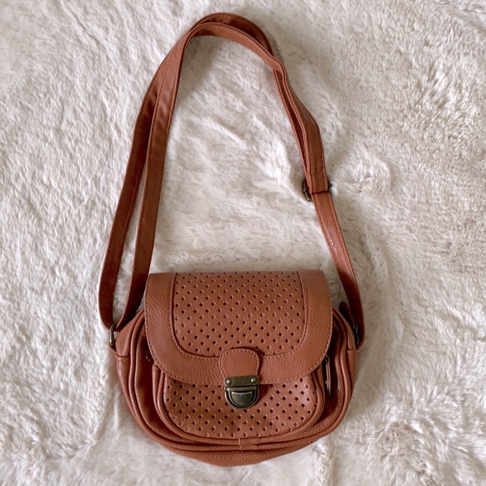 Classic Perforated Crossbody Bag - Brown